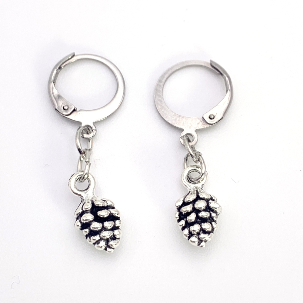 Stainless Steel Pinecone Dangle Earrings